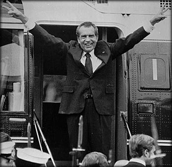 President Nixon who was forced to resign after his corruption was exposed by the Washington Post